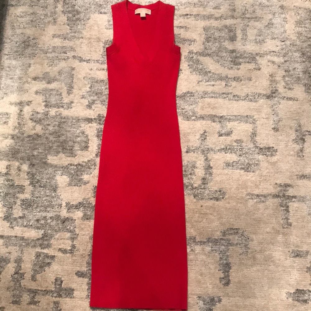 Michael Kors Red Ribbed Dress